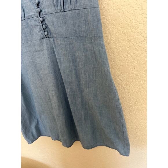 Banana Republic Chambray Blue Cotton Blend Cap Sleeve Button Front Mini Dress 12 - Picture 10 of 12